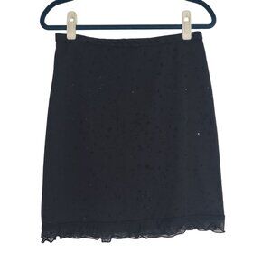 Vintage 90s Jonathan Martin Studio Black Floral Glitter Skirt Size 10 Y2K Fairy